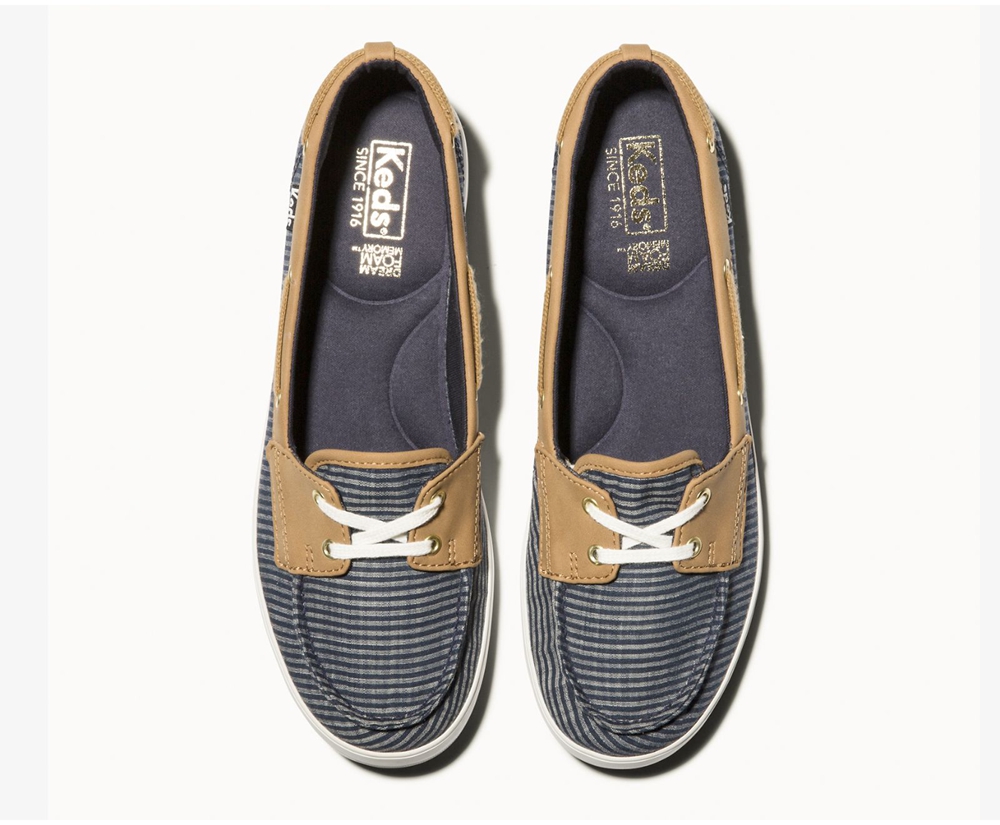 Slip On Γυναικεια - Keds Charter Stripe - Σκουρο Μπλε - XDJIL7509